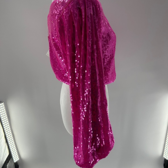 Sexy Hot Pink Sequin MUMU SZ SM Top Girls Night Out Clubbing Party - Picture 7 of 11